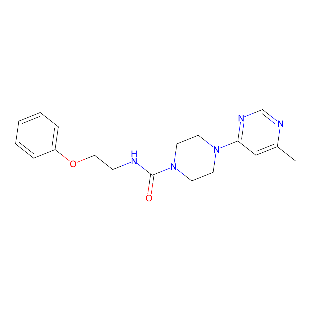 4-(6-methylpyrimidin-4-yl)-N-(2-phenoxyethyl)piperazine-1-carboxamide molecular structure, CAS 1396766-68-9