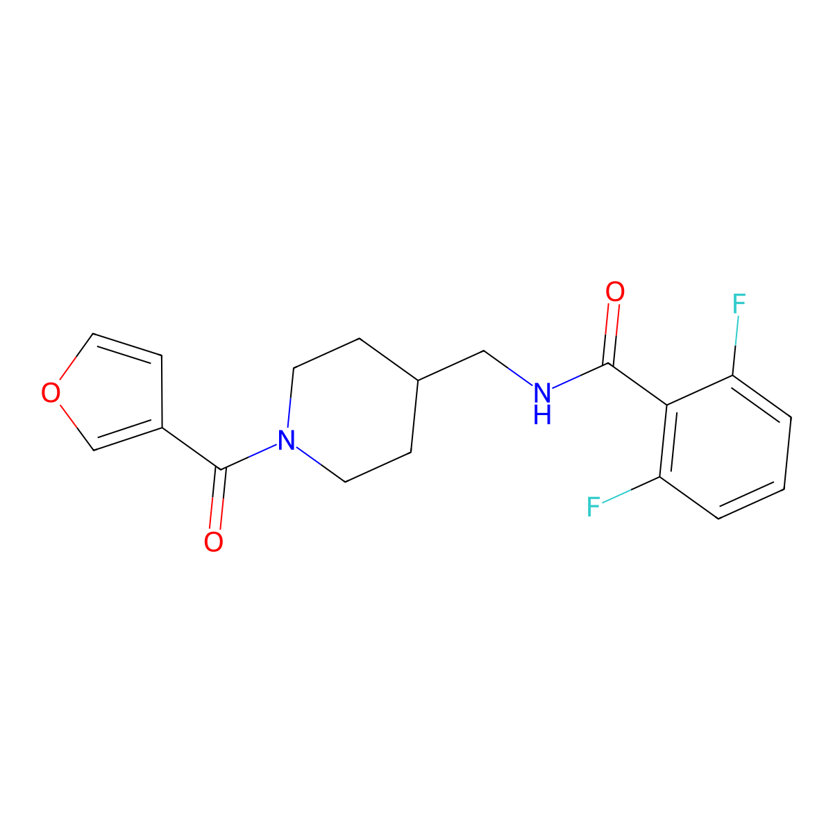 2,6-difluoro-N-((1-(furan-3-carbonyl)piperidin-4-yl)methyl)benzamide molecular structure, CAS 1396766-73-6