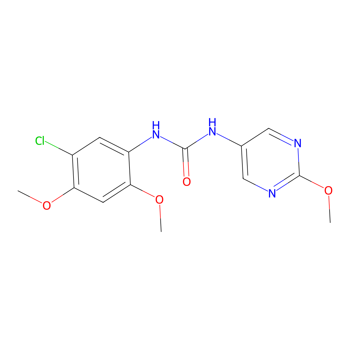 1-(5-Chloro-2,4-dimethoxyphenyl)-3-(2-methoxypyrimidin-5-yl)urea molecular structure, CAS 1396766-76-9