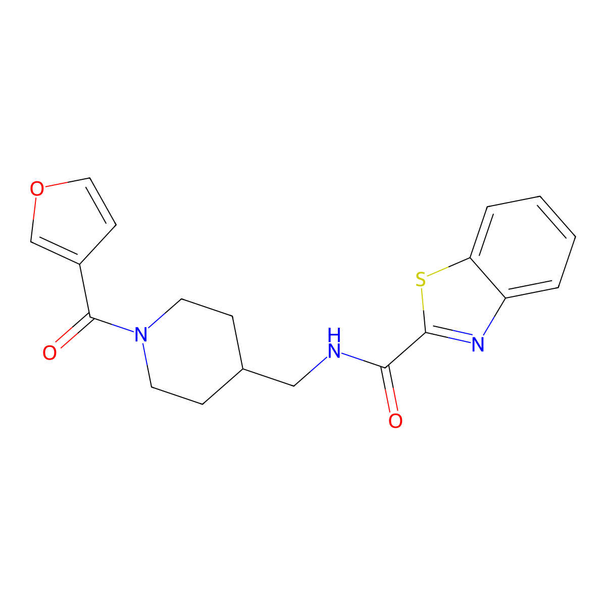N-((1-(furan-3-carbonyl)piperidin-4-yl)methyl)benzo[d]thiazole-2-carboxamide molecular structure, CAS 1396766-79-2
