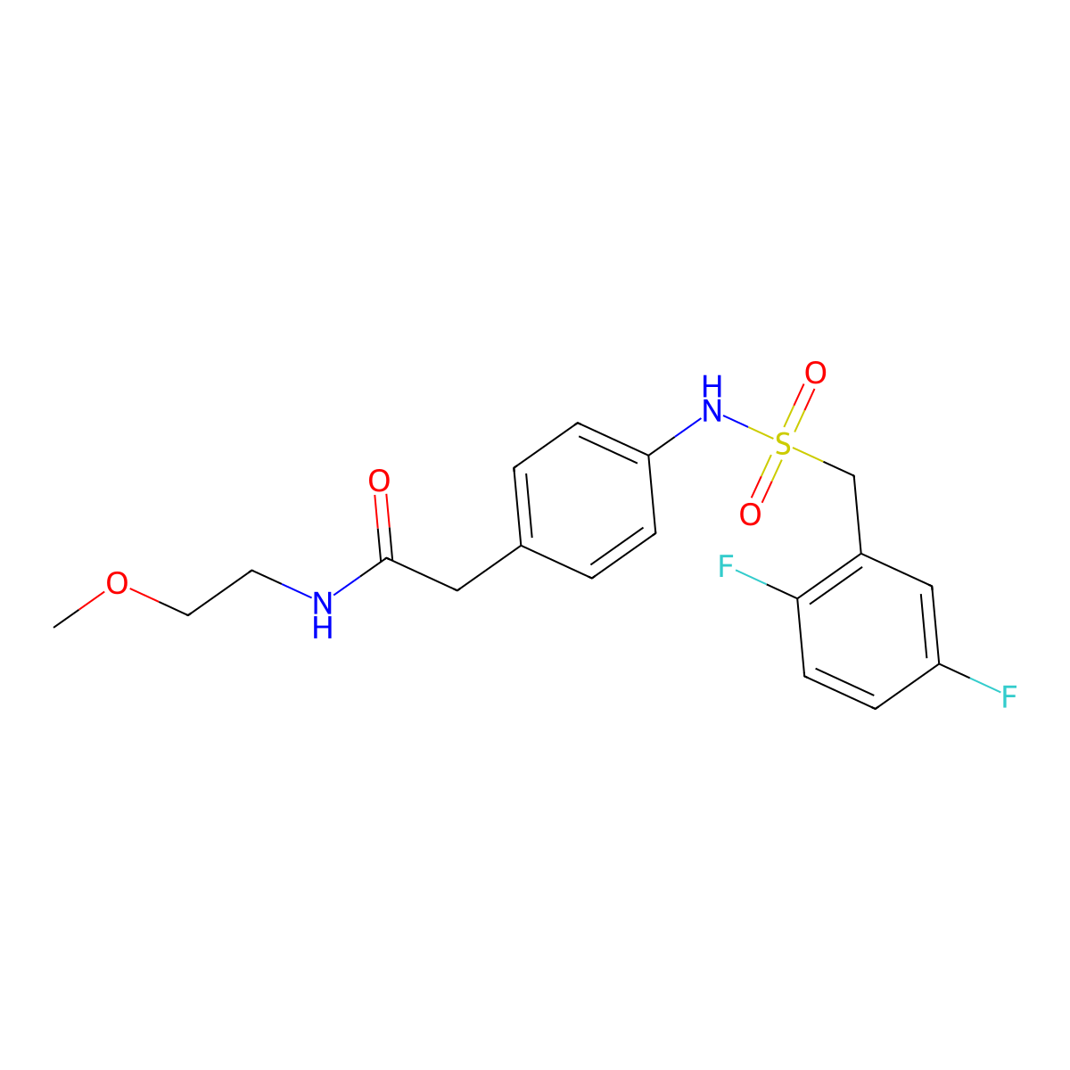 2-{4-[(2,5-difluorophenyl)methanesulfonamido]phenyl}-N-(2-methoxyethyl)acetamide molecular structure, CAS 1396766-83-8