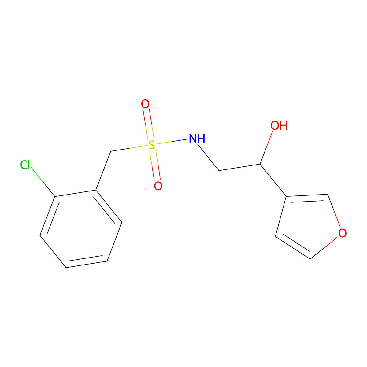 1-(2-chlorophenyl)-N-[2-(furan-3-yl)-2-hydroxyethyl]methanesulfonamide molecular structure, CAS 1396766-93-0