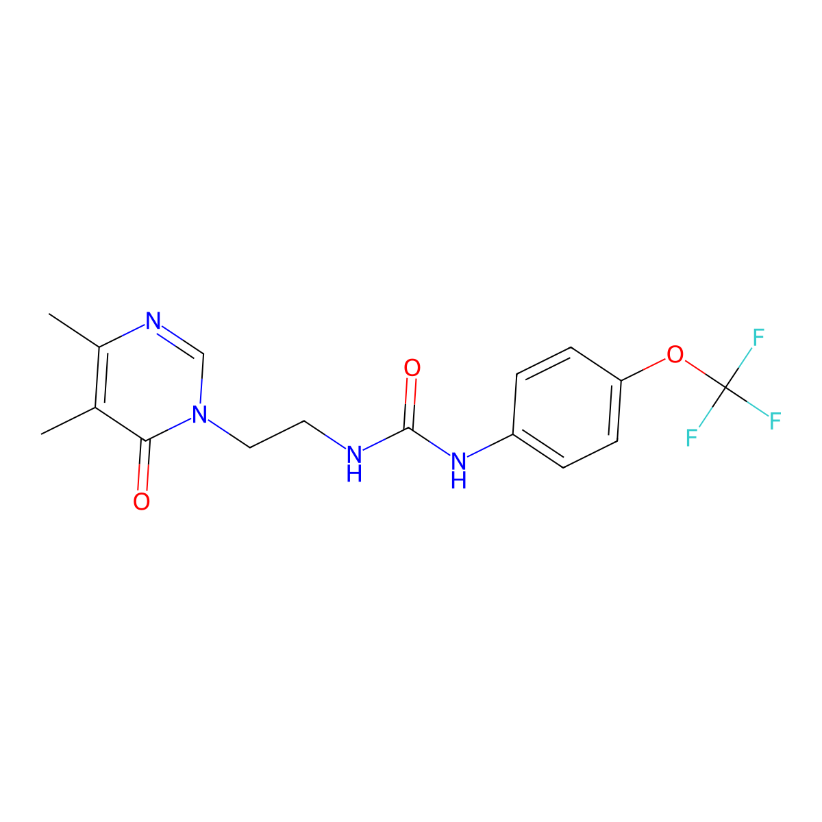 1-(2-(4,5-dimethyl-6-oxopyrimidin-1(6H)-yl)ethyl)-3-(4-(trifluoromethoxy)phenyl)urea molecular structure, CAS 1396766-94-1