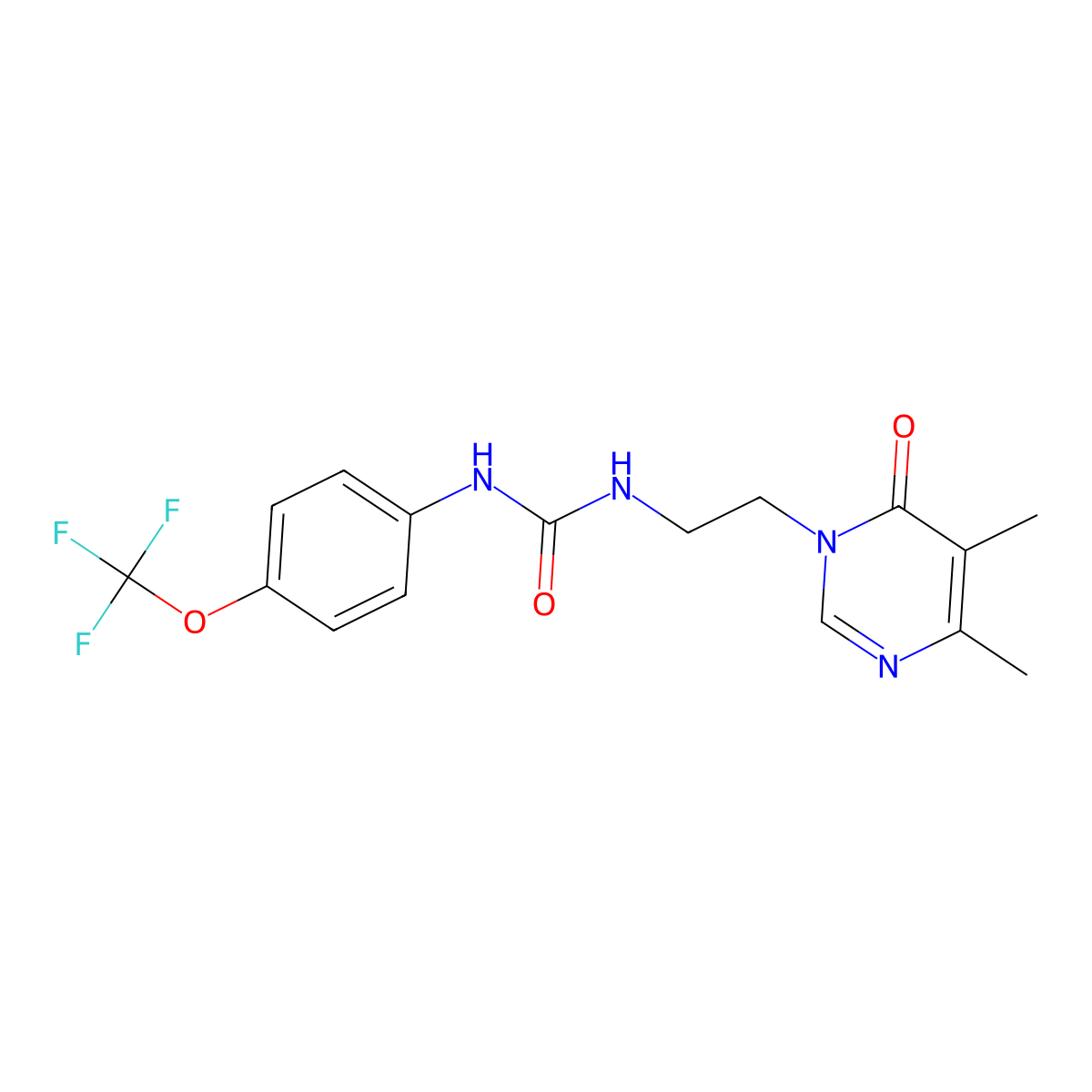 1-(2-(4,5-dimethyl-6-oxopyrimidin-1(6H)-yl)ethyl)-3-(4-(trifluoromethoxy)phenyl)urea molecular structure, CAS 1396766-94-1