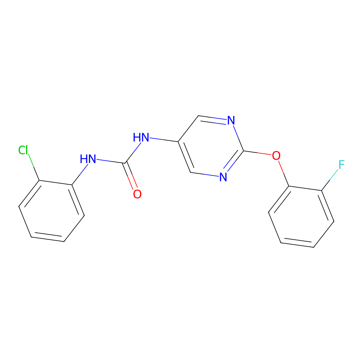 1-(2-Chlorophenyl)-3-[2-(2-fluorophenoxy)pyrimidin-5-yl]urea molecular structure, CAS 1396766-98-5