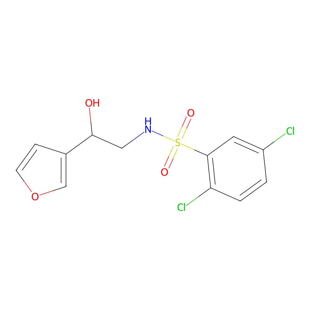 2,5-dichloro-N-(2-(furan-3-yl)-2-hydroxyethyl)benzenesulfonamide molecular structure, CAS 1396767-02-4