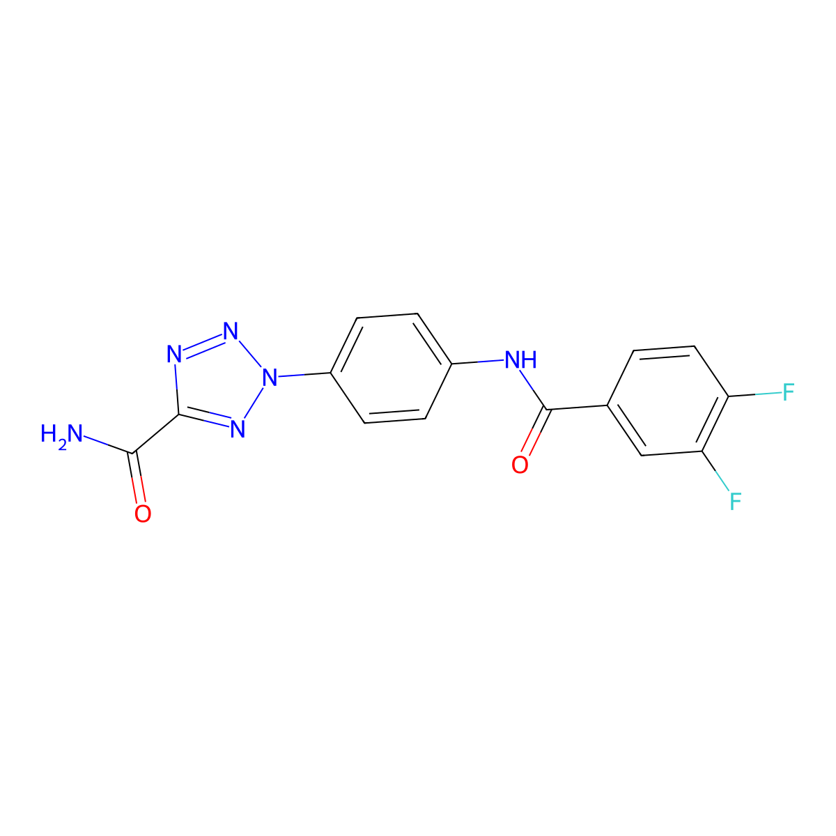 2-(4-(3,4-difluorobenzamido)phenyl)-2H-tetrazole-5-carboxamide molecular structure, CAS 1396767-04-6