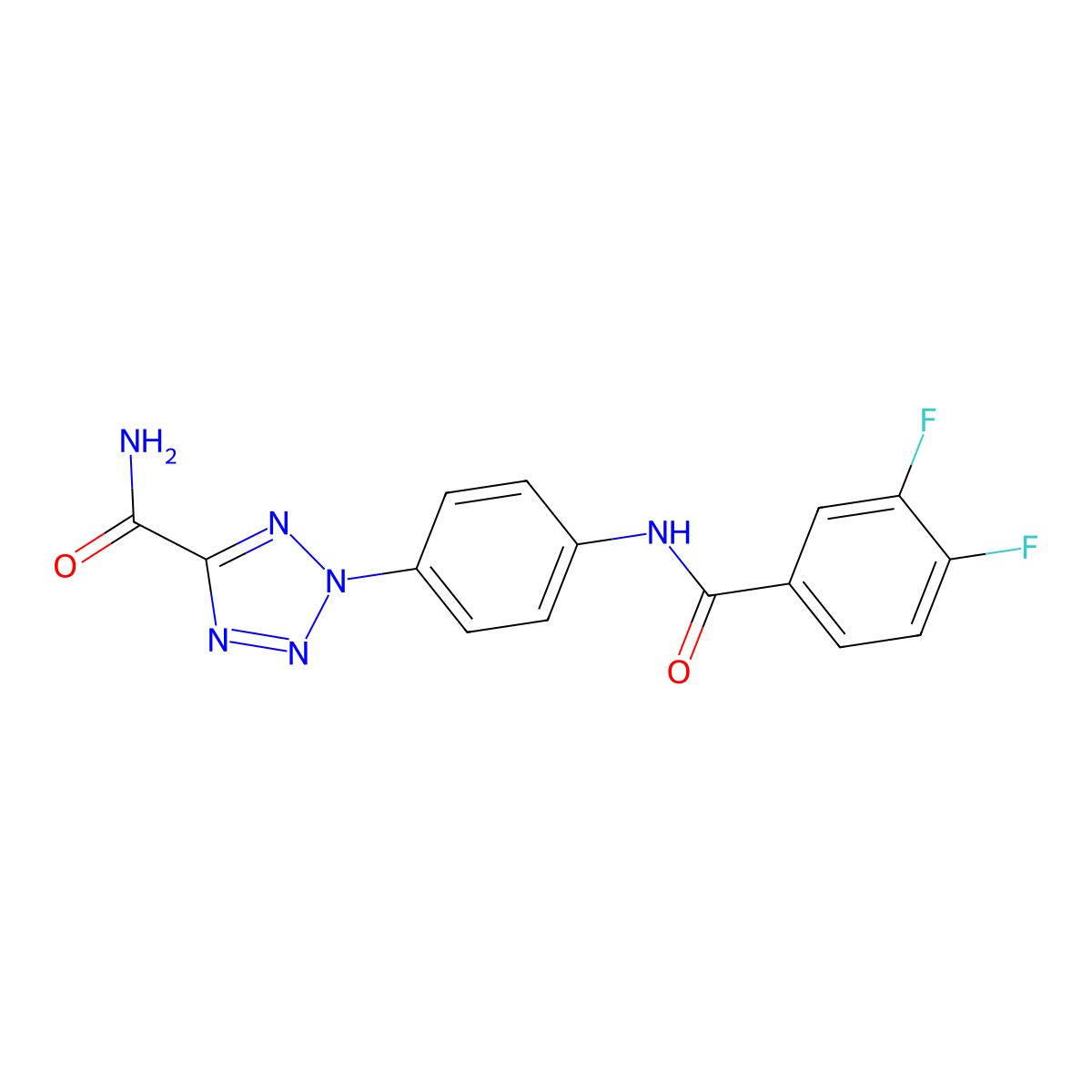 2-(4-(3,4-difluorobenzamido)phenyl)-2H-tetrazole-5-carboxamide molecular structure, CAS 1396767-04-6