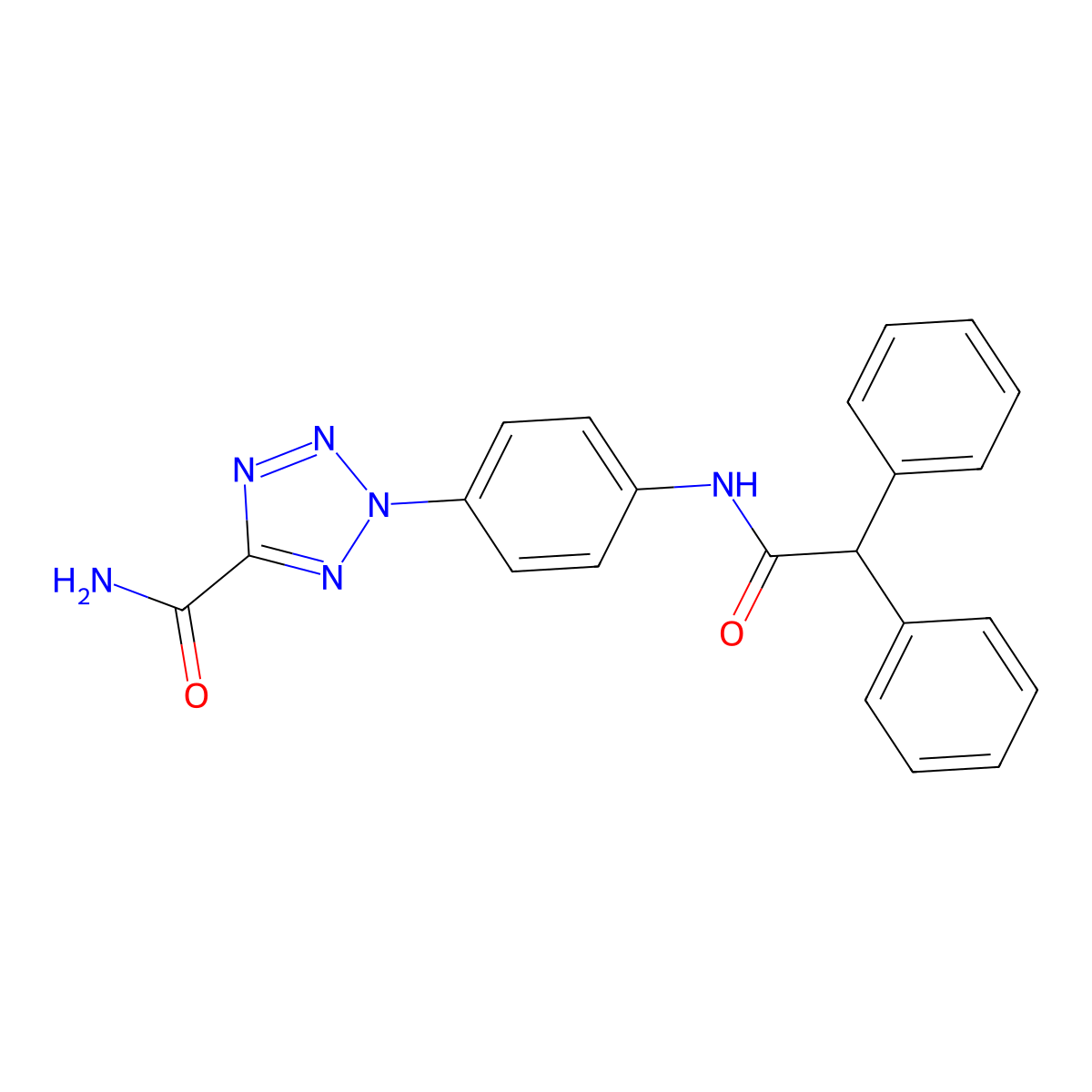 2-(4-(2,2-diphenylacetamido)phenyl)-2H-tetrazole-5-carboxamide molecular structure, CAS 1396767-10-4