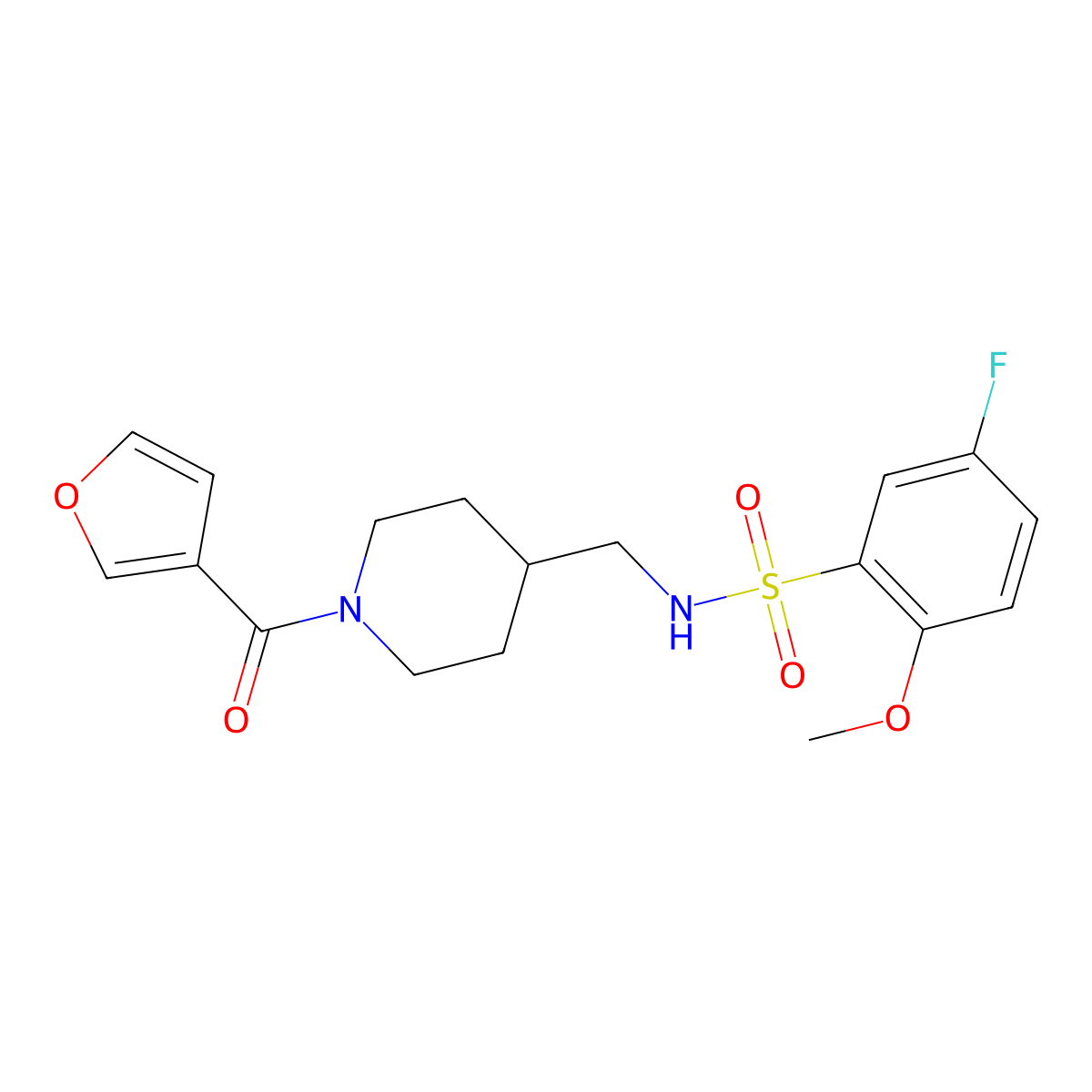 5-fluoro-N-{[1-(furan-3-carbonyl)piperidin-4-yl]methyl}-2-methoxybenzene-1-sulfonamide molecular structure, CAS 1396767-15-9