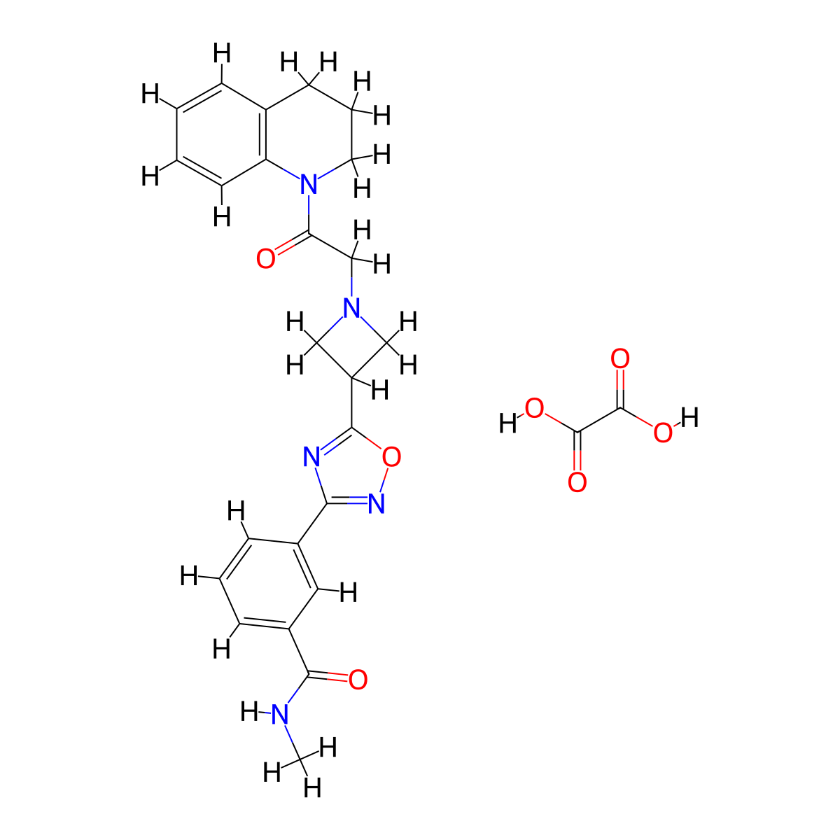 3-(5-(1-(2-(3,4-dihydroquinolin-1(2H)-yl)-2-oxoethyl)azetidin-3-yl)-1,2,4-oxadiazol-3-yl)-N-methylbenzamide oxalate molecular structure, CAS 1396767-18-2