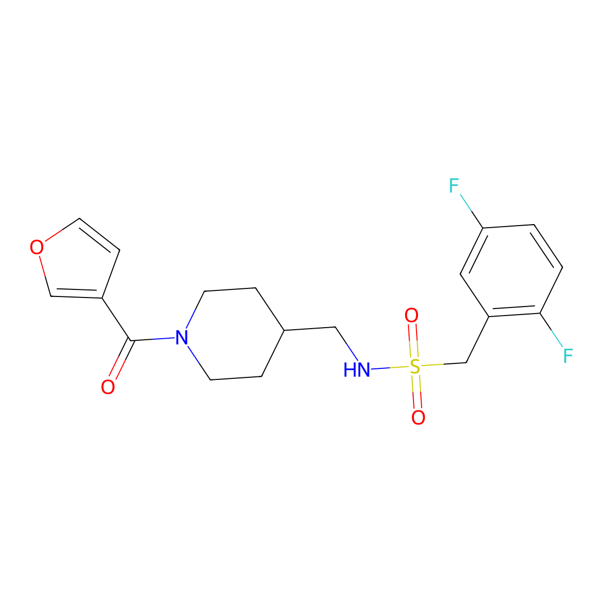 1-(2,5-difluorophenyl)-N-{[1-(furan-3-carbonyl)piperidin-4-yl]methyl}methanesulfonamide molecular structure, CAS 1396767-23-9