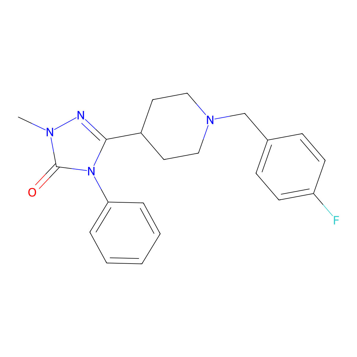 3-(1-(4-fluorobenzyl)piperidin-4-yl)-1-methyl-4-phenyl-1H-1,2,4-triazol-5(4H)-one molecular structure, CAS 1396767-24-0