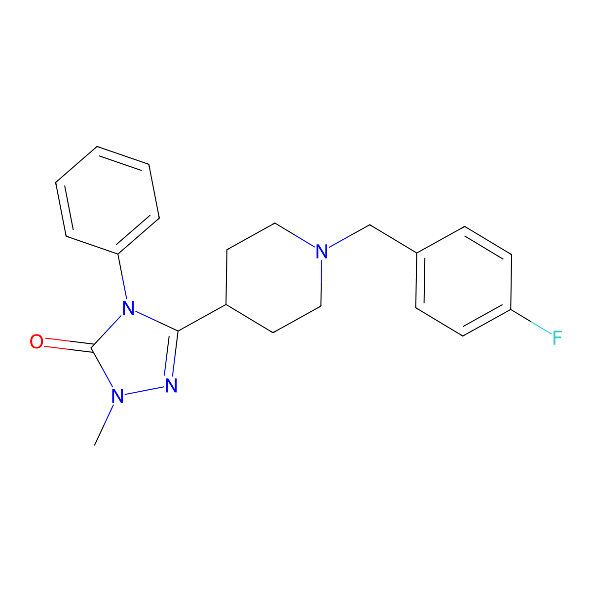 3-(1-(4-fluorobenzyl)piperidin-4-yl)-1-methyl-4-phenyl-1H-1,2,4-triazol-5(4H)-one molecular structure, CAS 1396767-24-0