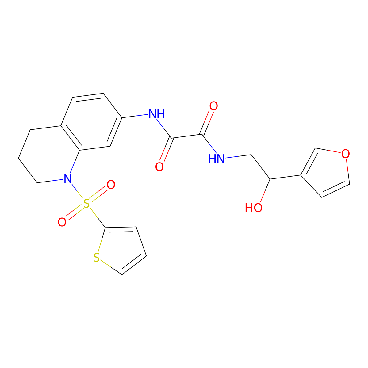 N-[2-(furan-3-yl)-2-hydroxyethyl]-N'-[1-(thiophene-2-sulfonyl)-1,2,3,4-tetrahydroquinolin-7-yl]ethanediamide molecular structure, CAS 1396767-26-2