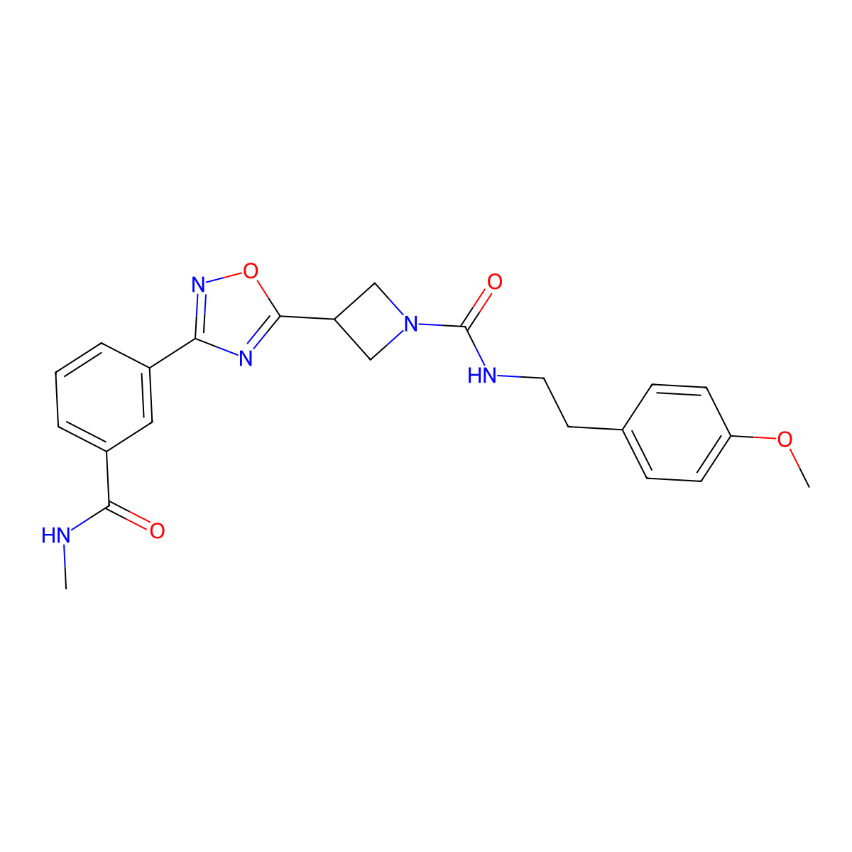 N-(4-methoxyphenethyl)-3-(3-(3-(methylcarbamoyl)phenyl)-1,2,4-oxadiazol-5-yl)azetidine-1-carboxamide molecular structure, CAS 1396767-29-5