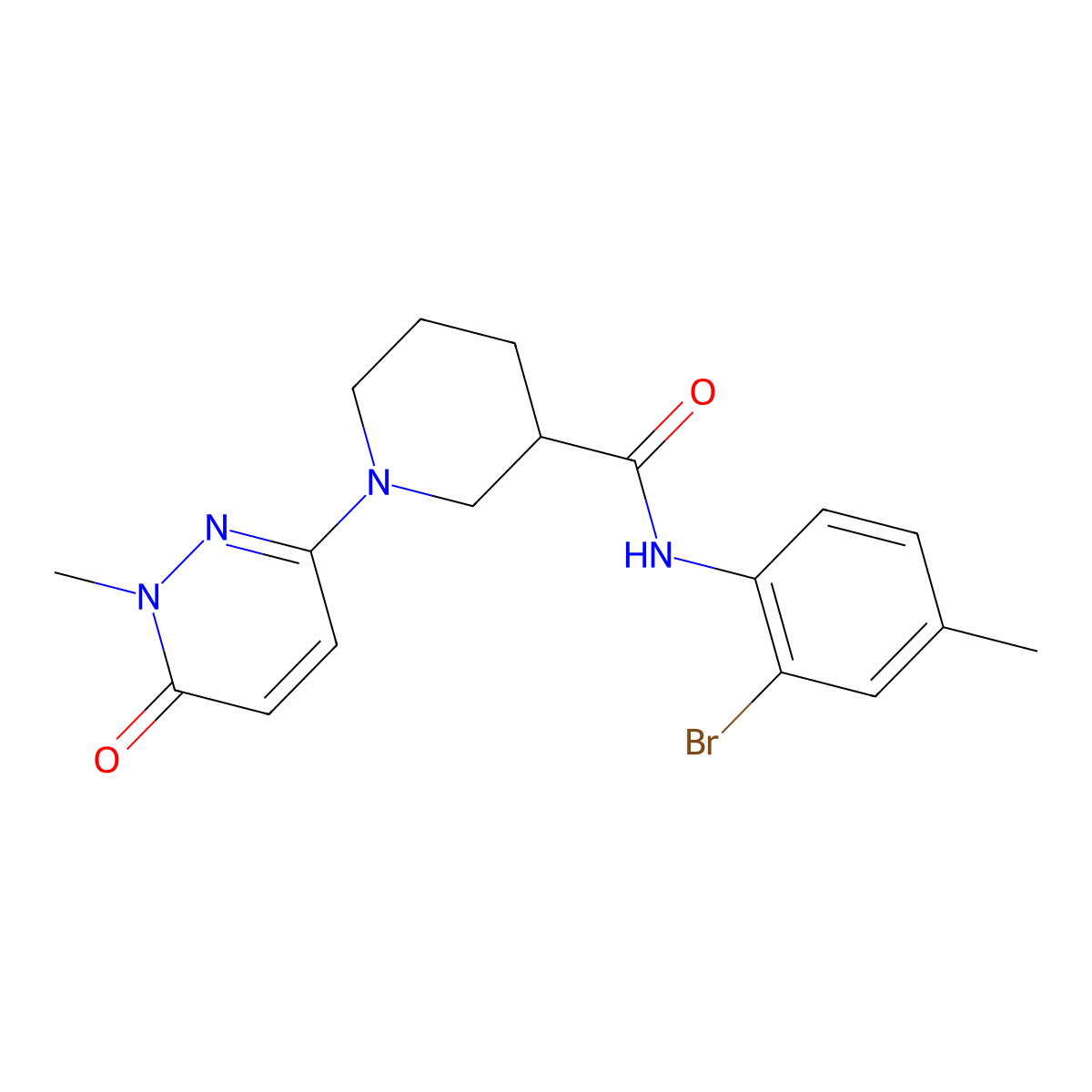 N-(2-bromo-4-methylphenyl)-1-(1-methyl-6-oxo-1,6-dihydropyridazin-3-yl)piperidine-3-carboxamide molecular structure, CAS 1396767-32-0
