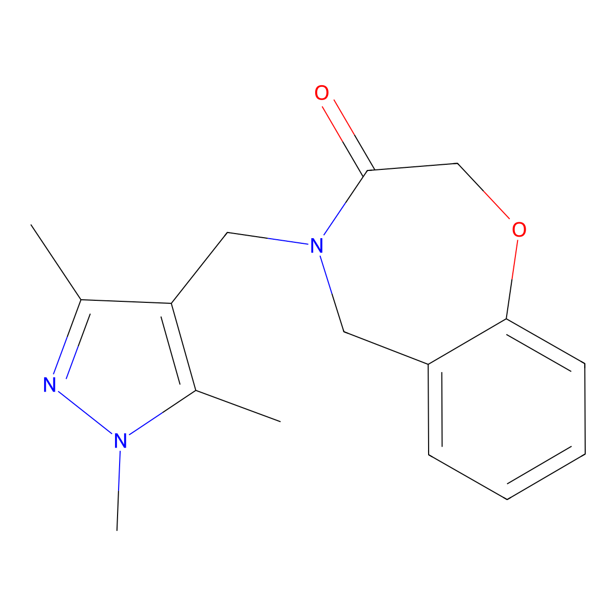 4-[(1,3,5-trimethyl-1H-pyrazol-4-yl)methyl]-4,5-dihydro-1,4-benzoxazepin-3(2H)-one molecular structure, CAS 1396767-39-7
