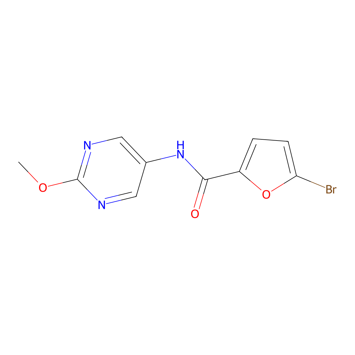 5-bromo-N-(2-methoxypyrimidin-5-yl)furan-2-carboxamide molecular structure, CAS 1396767-42-2
