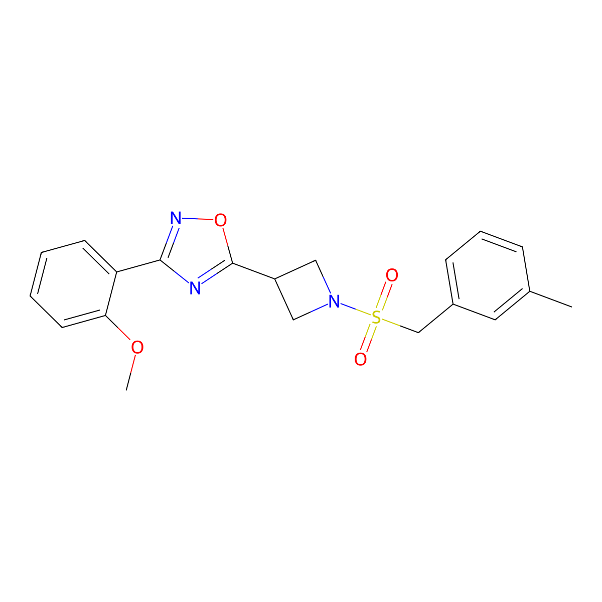 3-(2-Methoxyphenyl)-5-(1-((3-methylbenzyl)sulfonyl)azetidin-3-yl)-1,2,4-oxadiazole molecular structure, CAS 1396767-44-4
