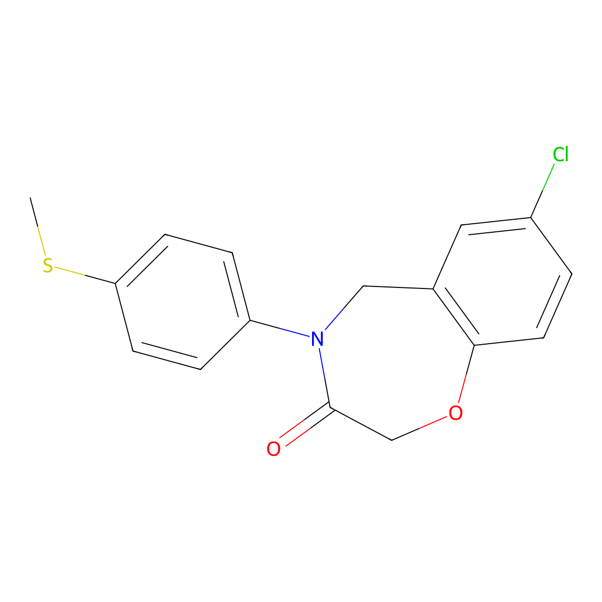 7-chloro-4-(4-(methylthio)phenyl)-4,5-dihydrobenzo[f][1,4]oxazepin-3(2H)-one molecular structure, CAS 1396767-49-9