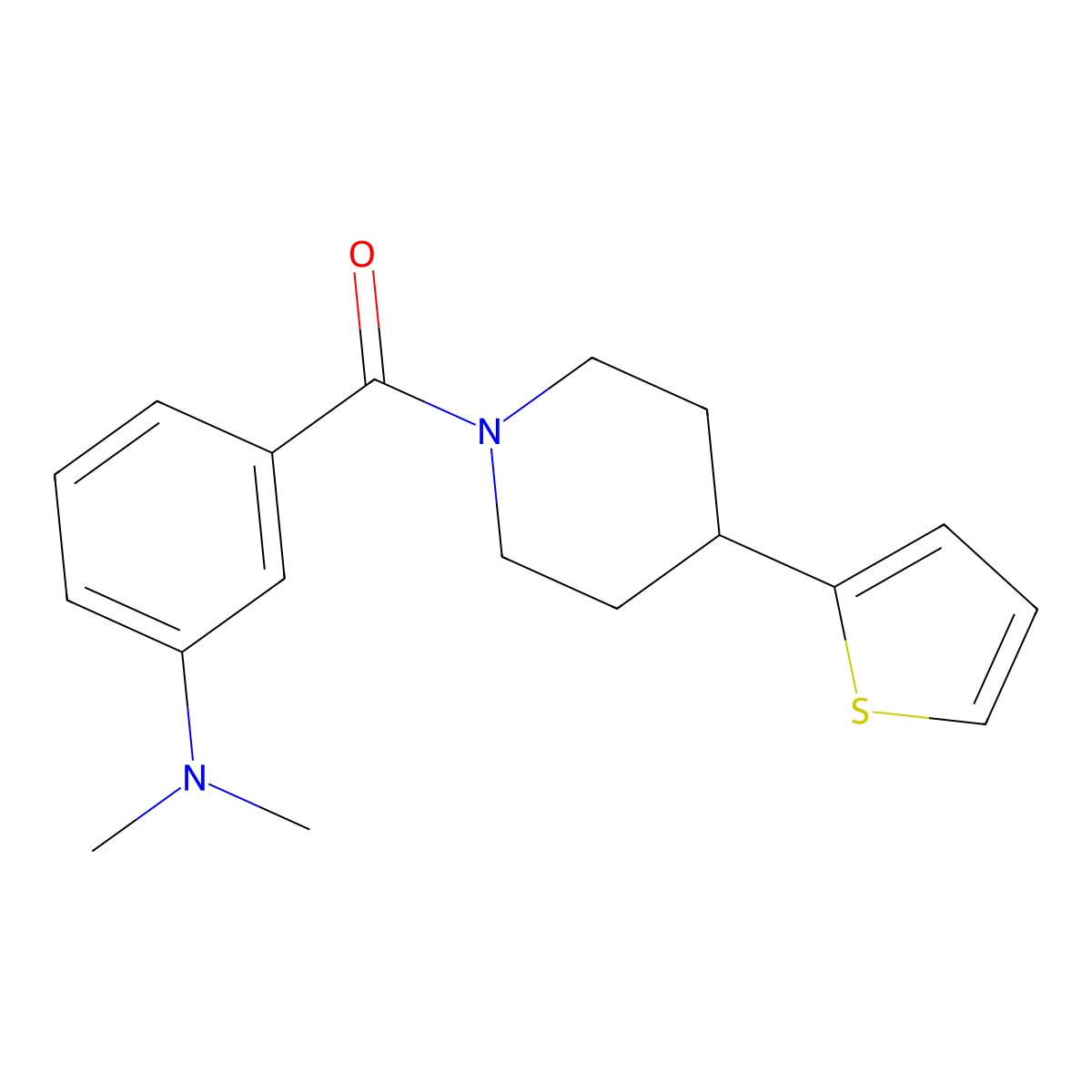 (3-(Dimethylamino)phenyl)(4-(thiophen-2-yl)piperidin-1-yl)methanone molecular structure, CAS 1396767-50-2