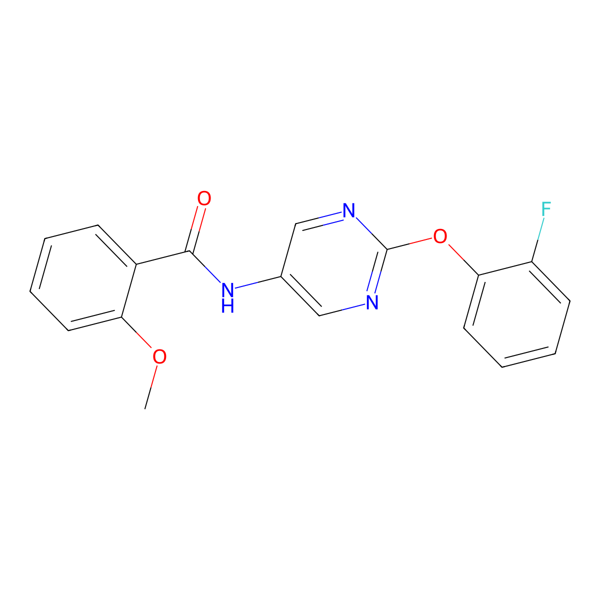 N-[2-(2-fluorophenoxy)pyrimidin-5-yl]-2-methoxybenzamide molecular structure, CAS 1396767-54-6