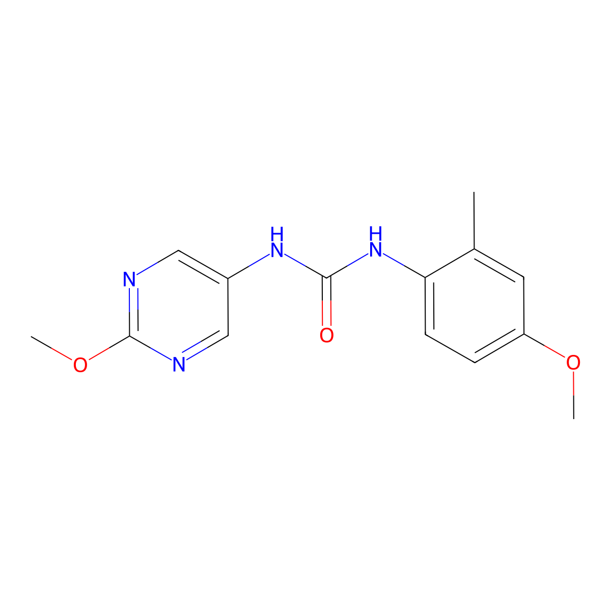 1-(4-Methoxy-2-methylphenyl)-3-(2-methoxypyrimidin-5-yl)urea molecular structure, CAS 1396767-61-5