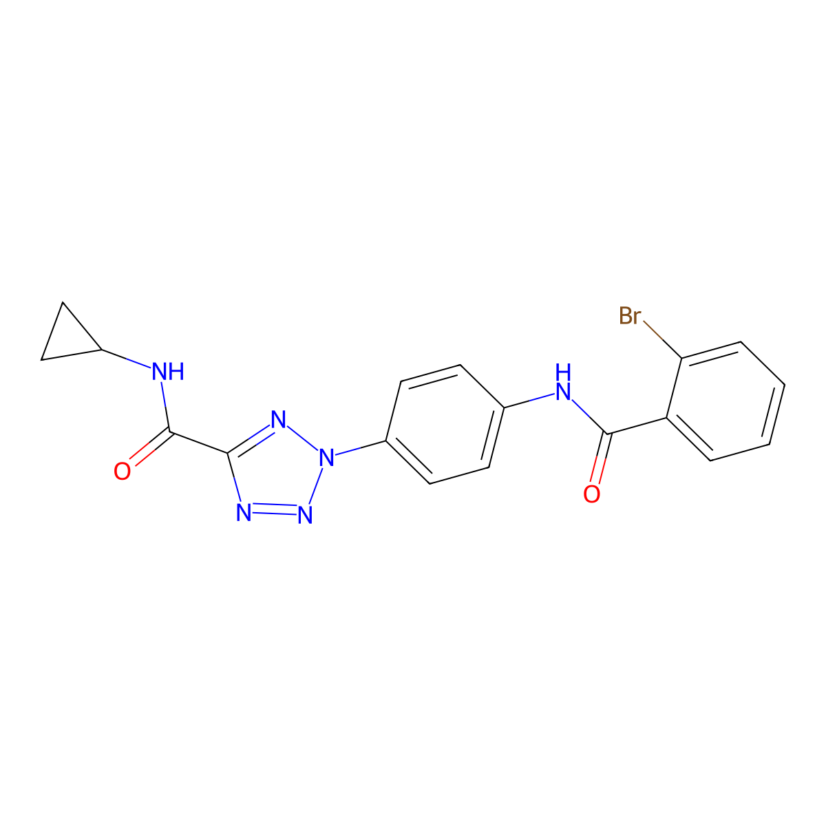 2-(4-(2-bromobenzamido)phenyl)-N-cyclopropyl-2H-tetrazole-5-carboxamide molecular structure, CAS 1396767-62-6