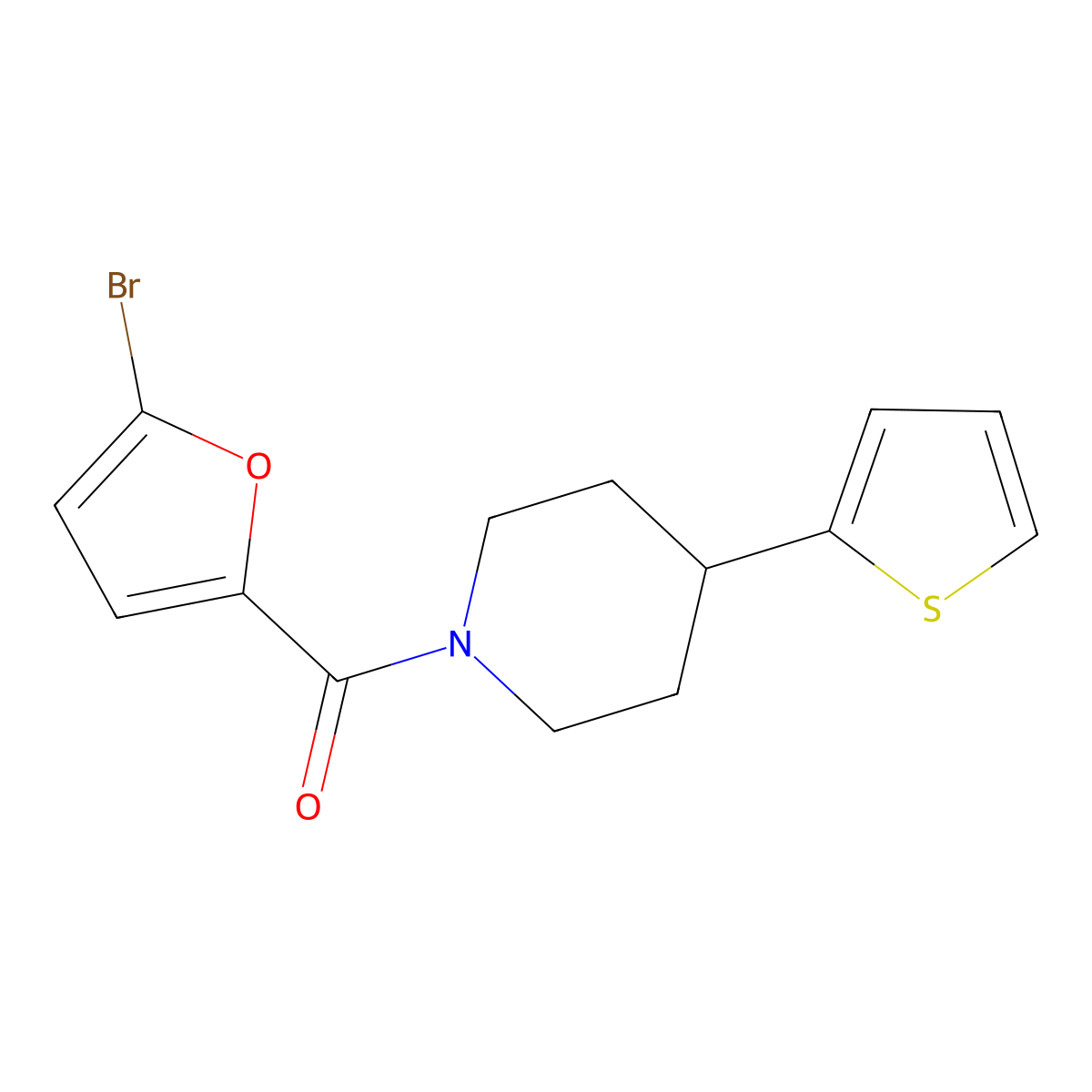(5-Bromofuran-2-yl)(4-(thiophen-2-yl)piperidin-1-yl)methanone molecular structure, CAS 1396767-63-7
