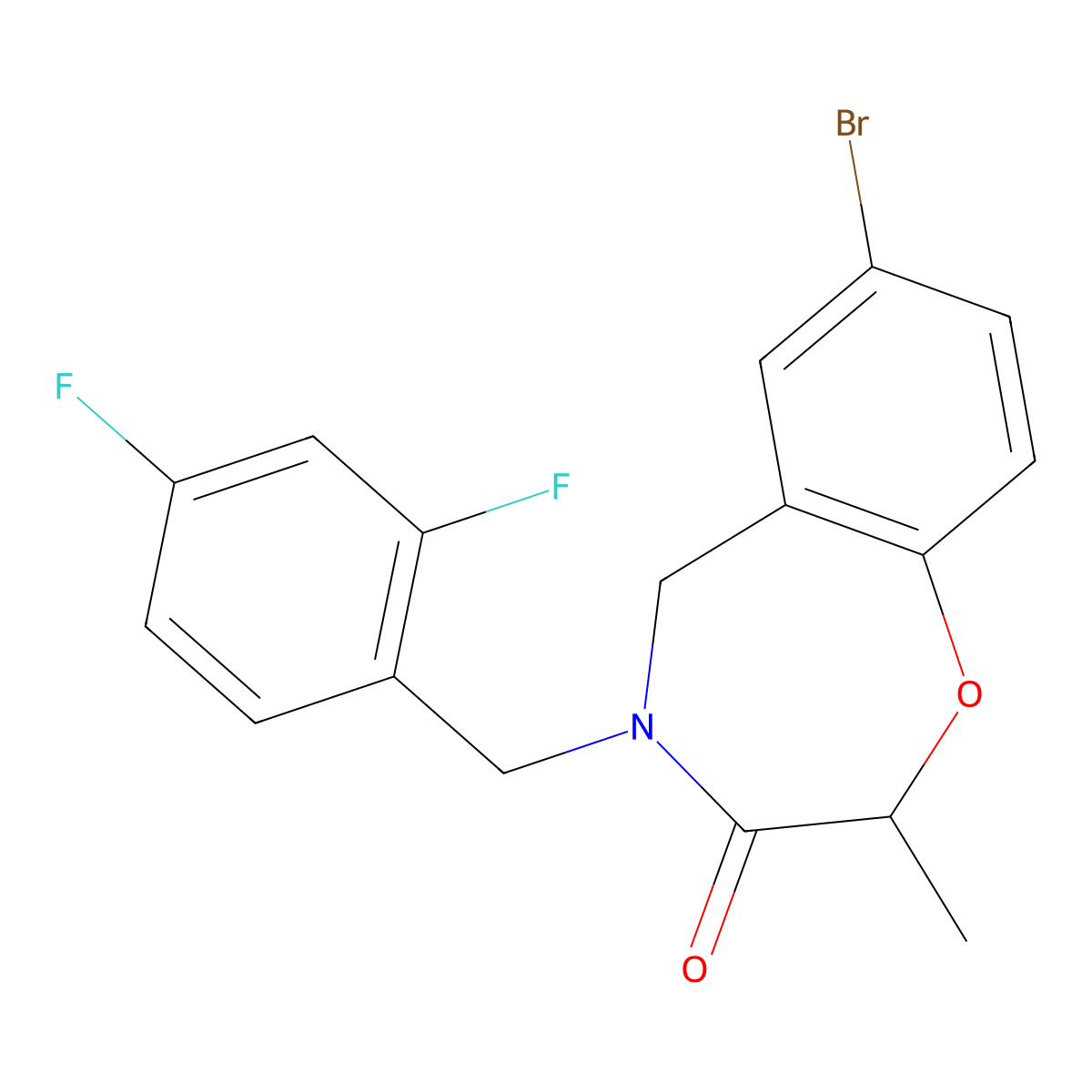7-bromo-4-(2,4-difluorobenzyl)-2-methyl-4,5-dihydro-1,4-benzoxazepin-3(2H)-one molecular structure, CAS 1396767-67-1