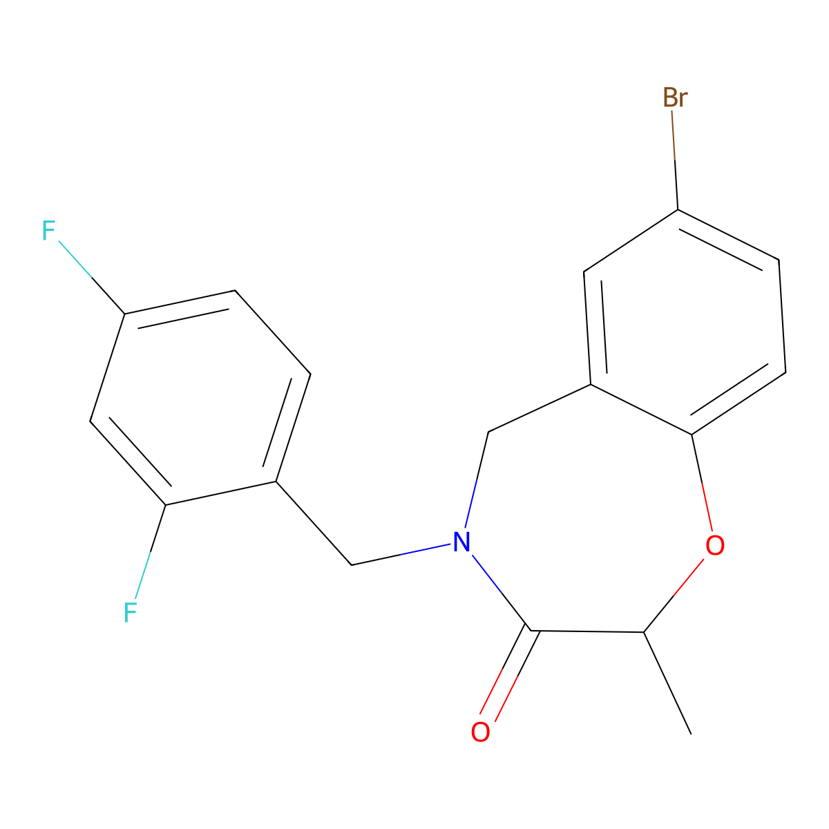 7-bromo-4-(2,4-difluorobenzyl)-2-methyl-4,5-dihydro-1,4-benzoxazepin-3(2H)-one molecular structure, CAS 1396767-67-1