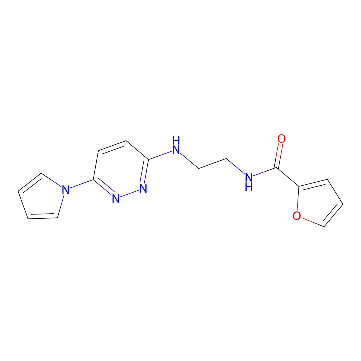N-(2-((6-(1H-pyrrol-1-yl)pyridazin-3-yl)amino)ethyl)furan-2-carboxamide molecular structure, CAS 1396767-73-9