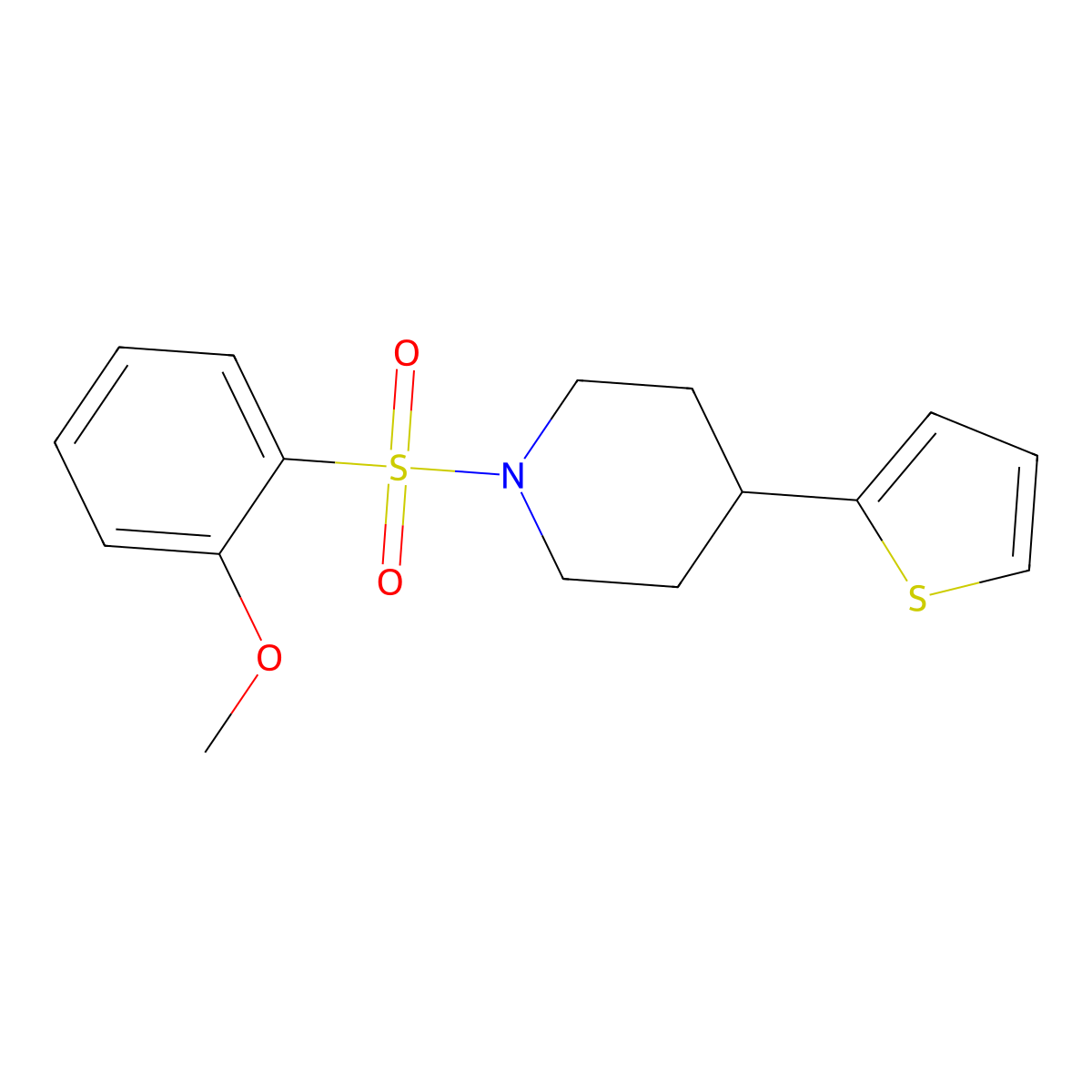 1-((2-Methoxyphenyl)sulfonyl)-4-(thiophen-2-yl)piperidine molecular structure, CAS 1396767-75-1