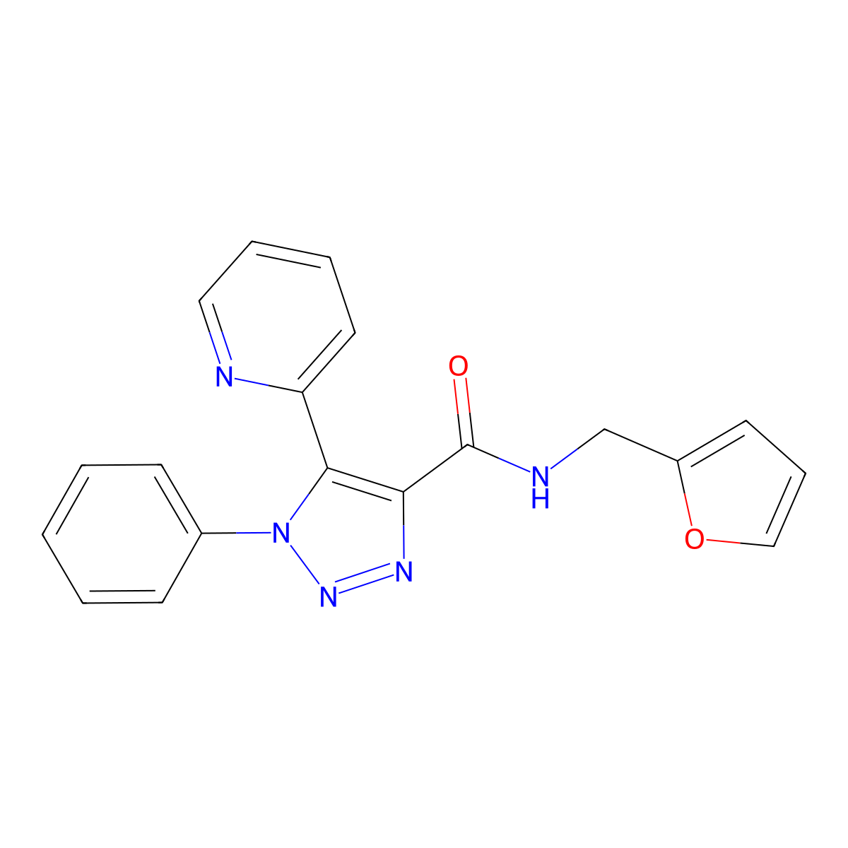 N-(2-furylmethyl)-1-phenyl-5-pyridin-2-yl-1H-1,2,3-triazole-4-carboxamide molecular structure, CAS 1396767-76-2