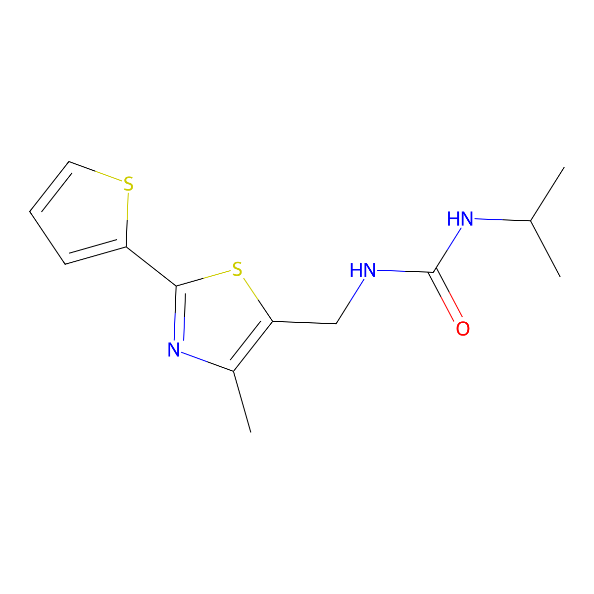 1-Isopropyl-3-((4-methyl-2-(thiophen-2-yl)thiazol-5-yl)methyl)urea molecular structure, CAS 1396767-78-4