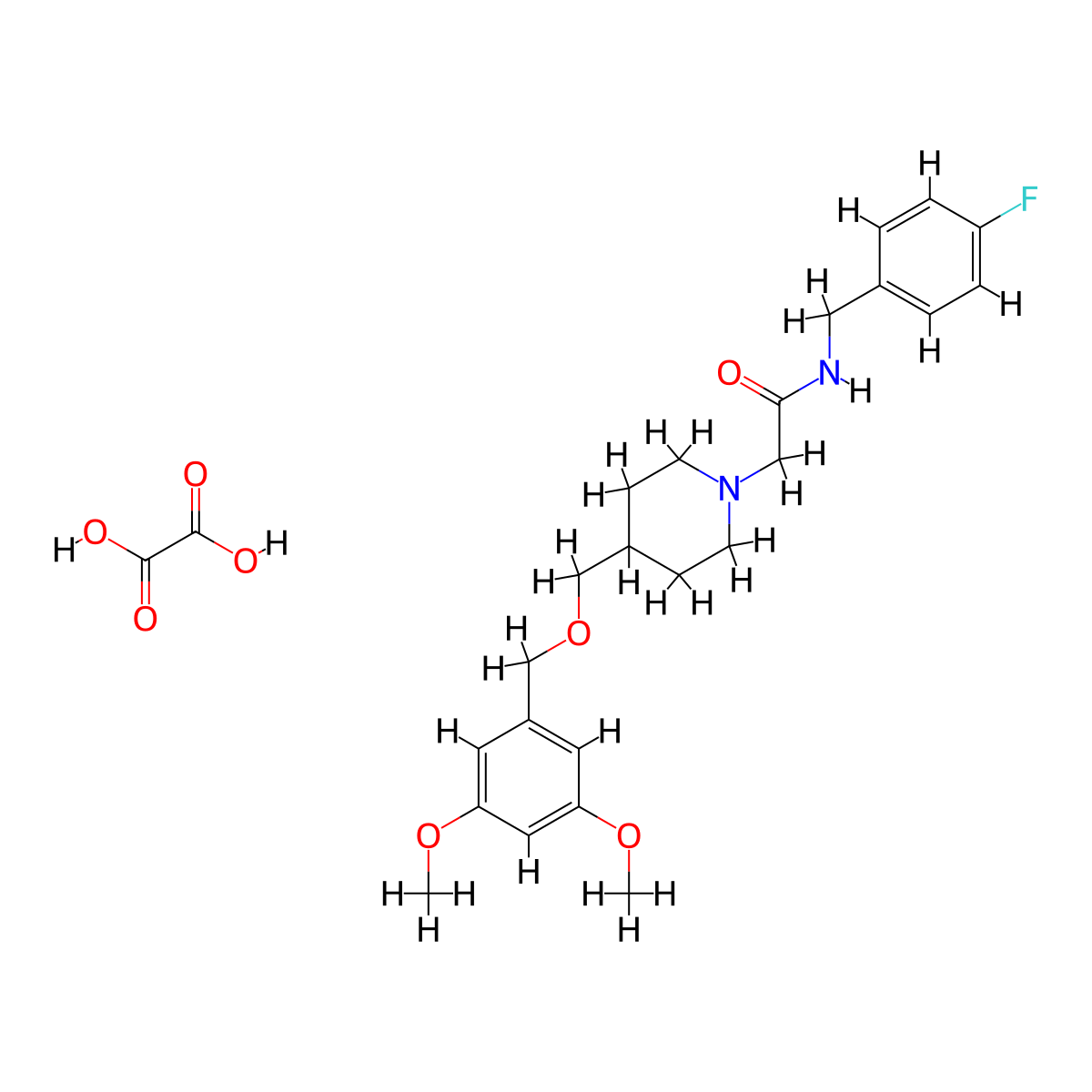 2-(4-(((3,5-dimethoxybenzyl)oxy)methyl)piperidin-1-yl)-N-(4-fluorobenzyl)acetamide oxalate molecular structure, CAS 1396767-85-3