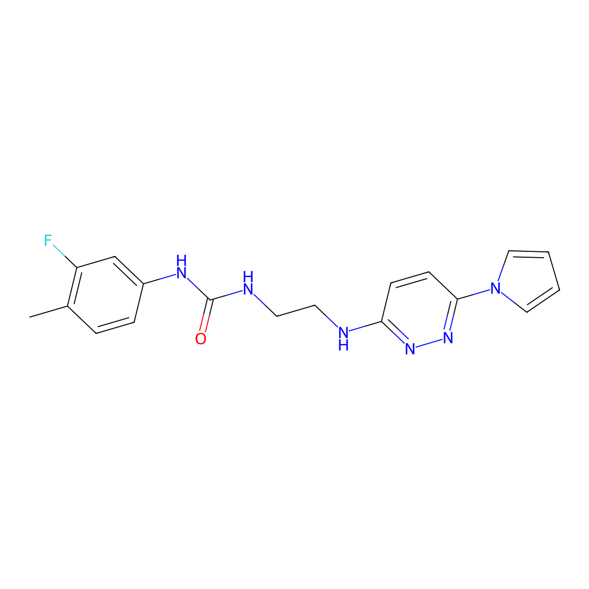 1-(2-((6-(1H-pyrrol-1-yl)pyridazin-3-yl)amino)ethyl)-3-(3-fluoro-4-methylphenyl)urea molecular structure, CAS 1396767-89-7