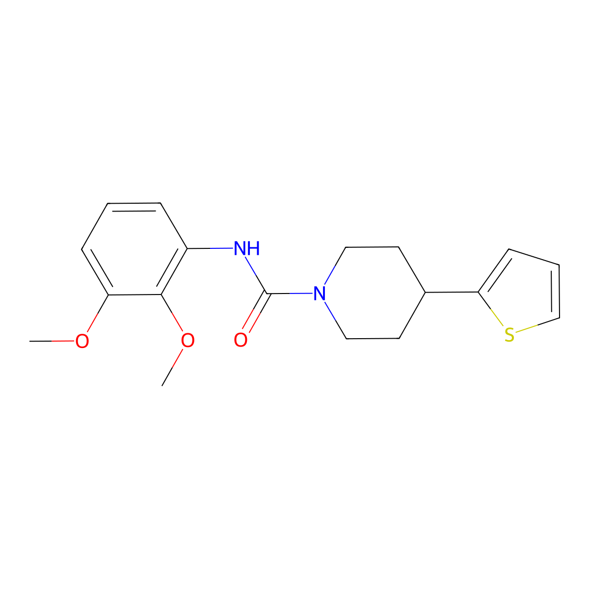 N-(2,3-dimethoxyphenyl)-4-(thiophen-2-yl)piperidine-1-carboxamide molecular structure, CAS 1396767-90-0