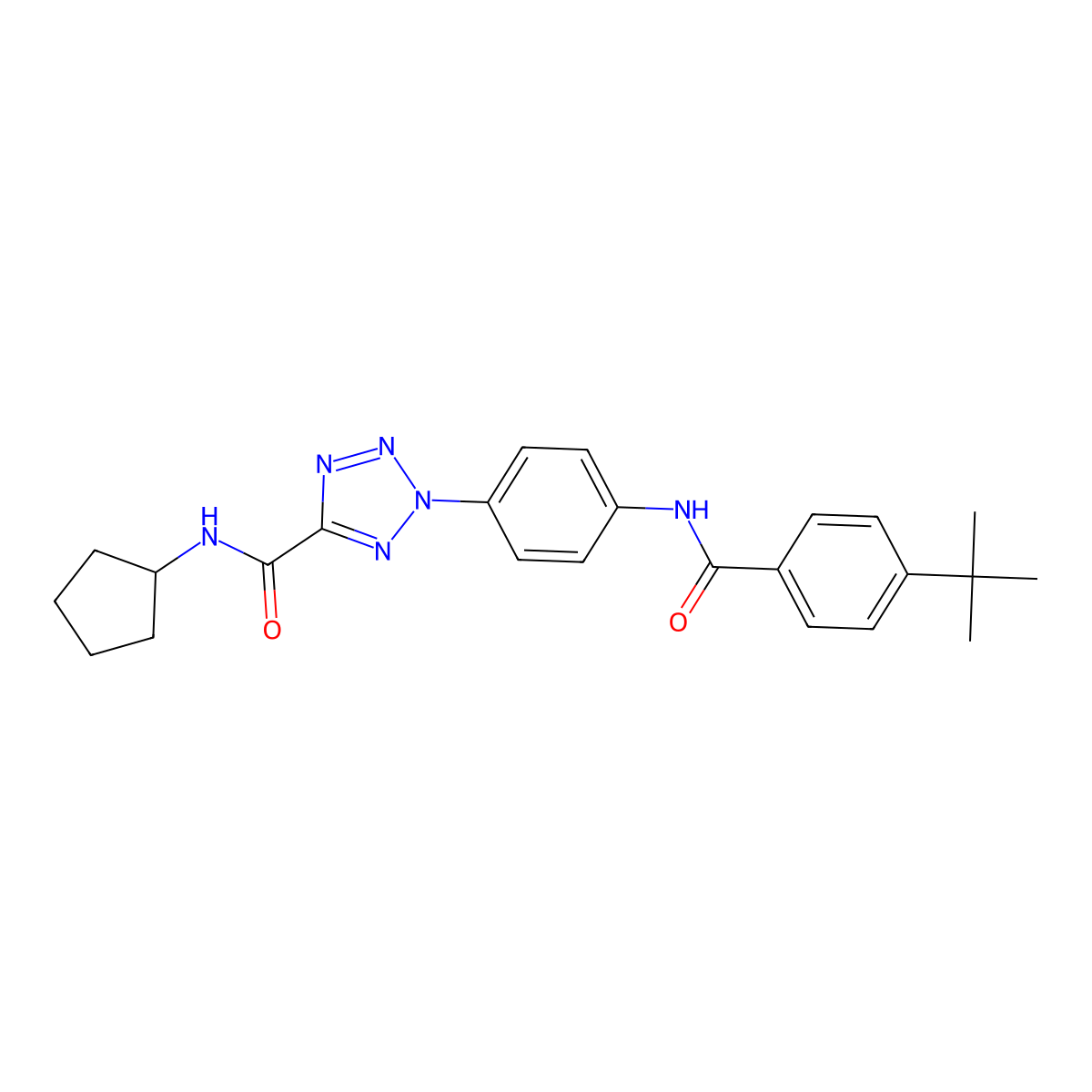 2-(4-(4-(tert-butyl)benzamido)phenyl)-N-cyclopentyl-2H-tetrazole-5-carboxamide molecular structure, CAS 1396767-92-2