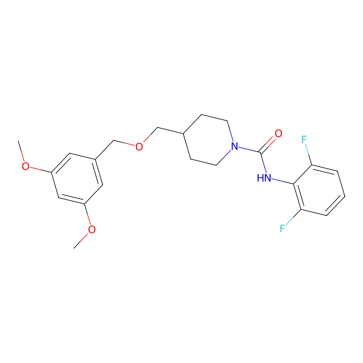 N-(2,6-difluorophenyl)-4-(((3,5-dimethoxybenzyl)oxy)methyl)piperidine-1-carboxamide molecular structure, CAS 1396767-93-3