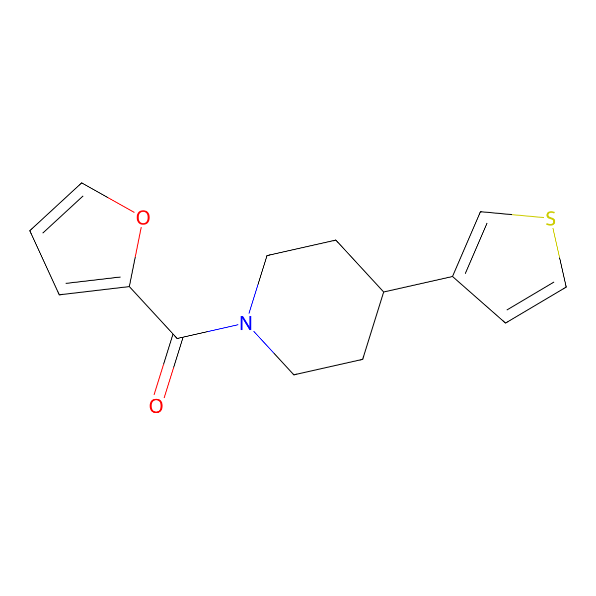 Furan-2-yl(4-(thiophen-3-yl)piperidin-1-yl)methanone molecular structure, CAS 1396767-96-6