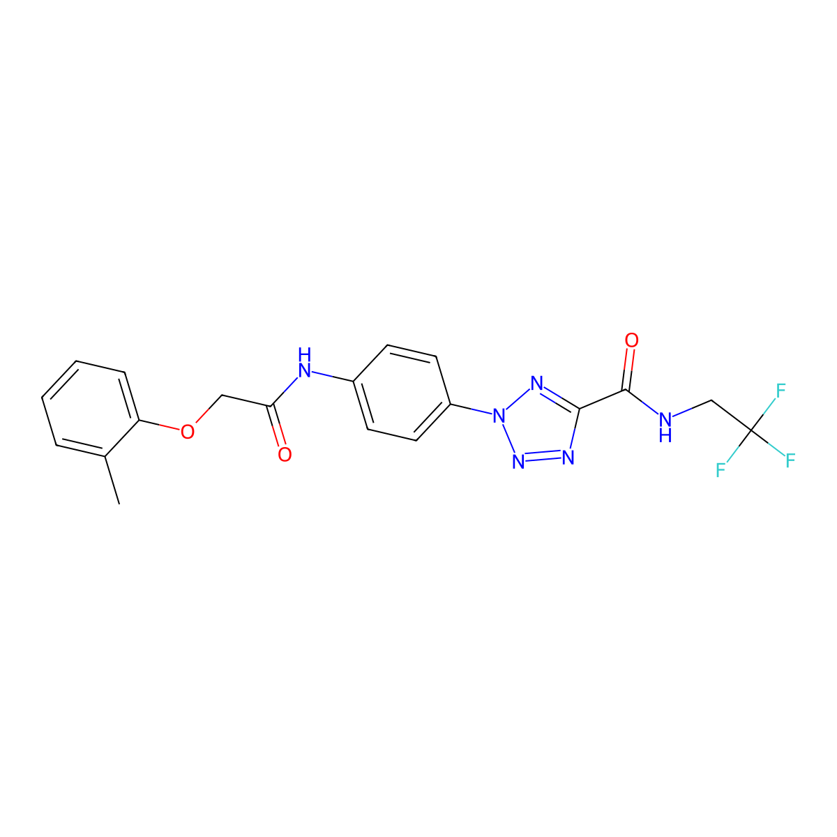 2-(4-(2-(o-tolyloxy)acetamido)phenyl)-N-(2,2,2-trifluoroethyl)-2H-tetrazole-5-carboxamide molecular structure, CAS 1396768-06-1
