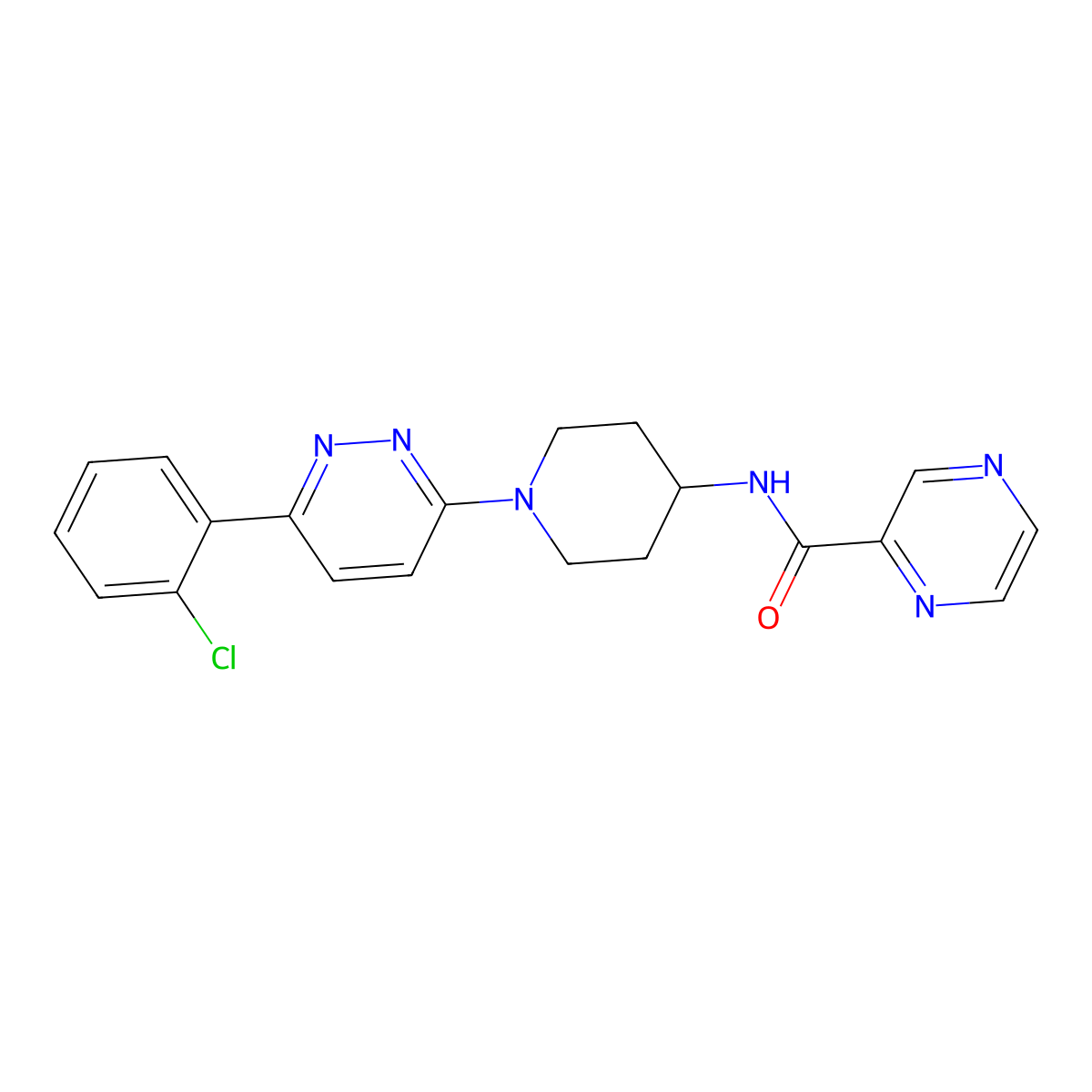 N-{1-[6-(2-chlorophenyl)pyridazin-3-yl]piperidin-4-yl}pyrazine-2-carboxamide molecular structure, CAS 1396768-15-2