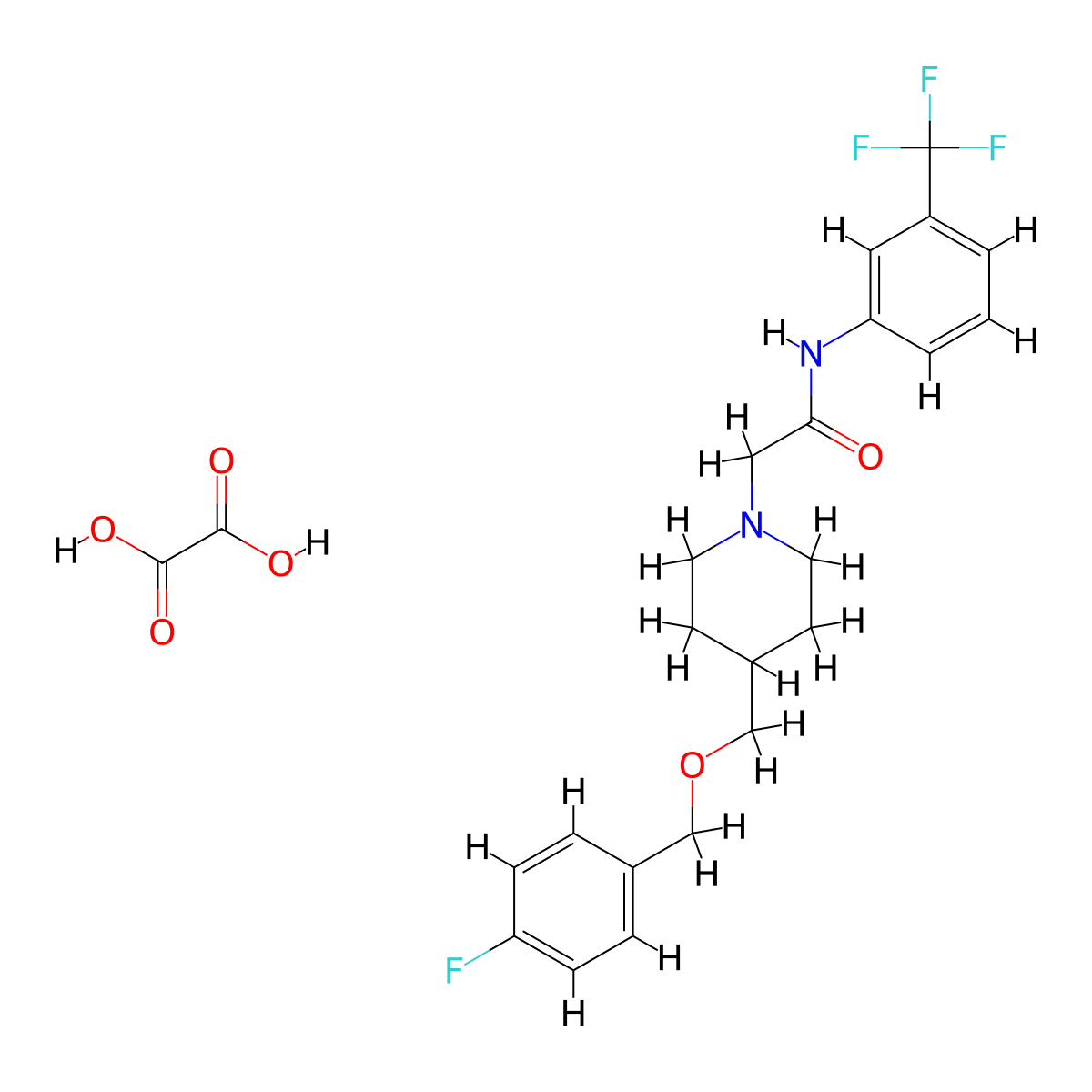 2-(4-(((4-fluorobenzyl)oxy)methyl)piperidin-1-yl)-N-(3-(trifluoromethyl)phenyl)acetamide oxalate molecular structure, CAS 1396768-17-4