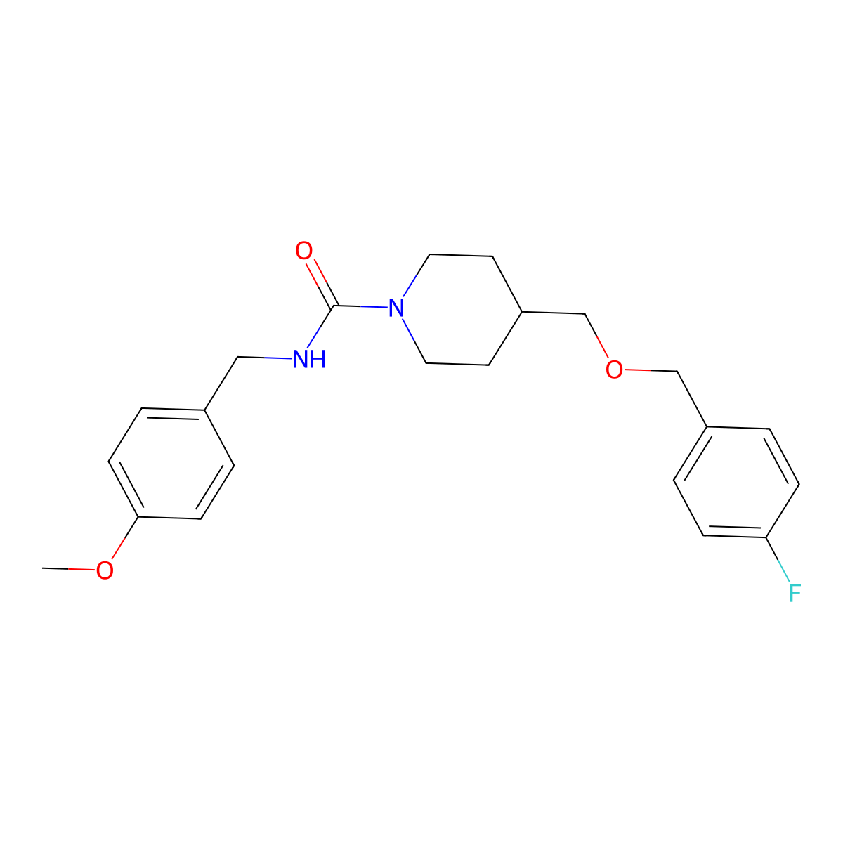 4-(((4-fluorobenzyl)oxy)methyl)-N-(4-methoxybenzyl)piperidine-1-carboxamide molecular structure, CAS 1396768-19-6