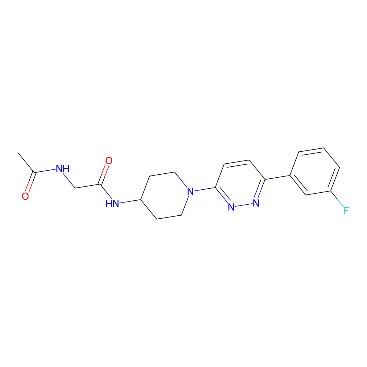 2-Acetamido-N-{1-[6-(3-fluorophenyl)pyridazin-3-YL]piperidin-4-YL}acetamide molecular structure, CAS 1396768-23-2