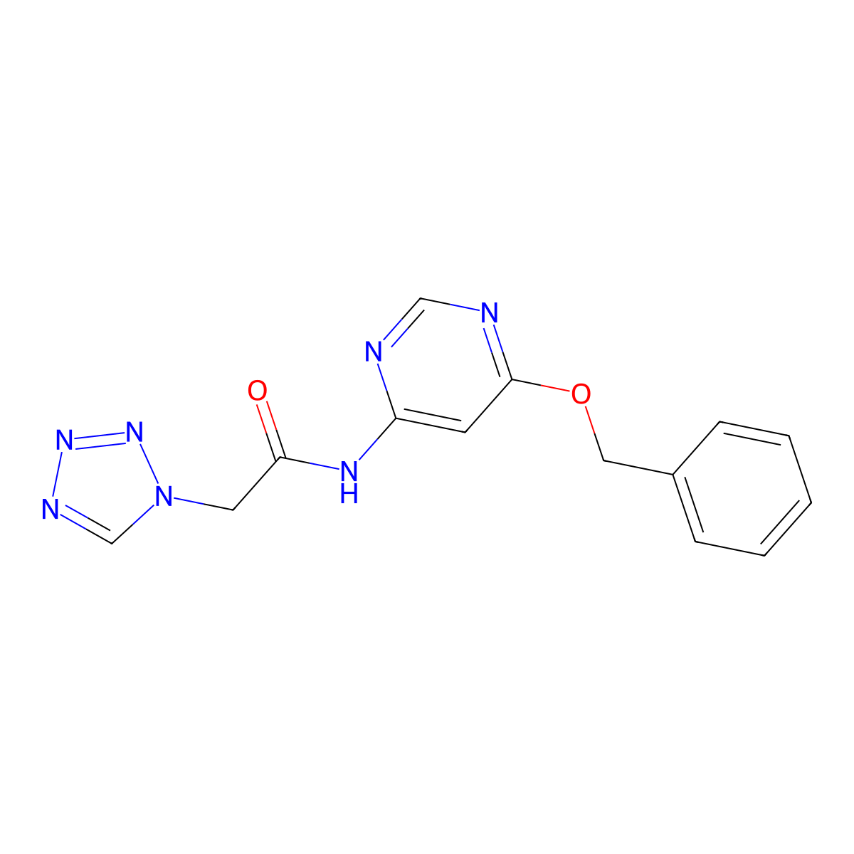 N-(6-(benzyloxy)pyrimidin-4-yl)-2-(1H-tetrazol-1-yl)acetamide molecular structure, CAS 1396768-28-7