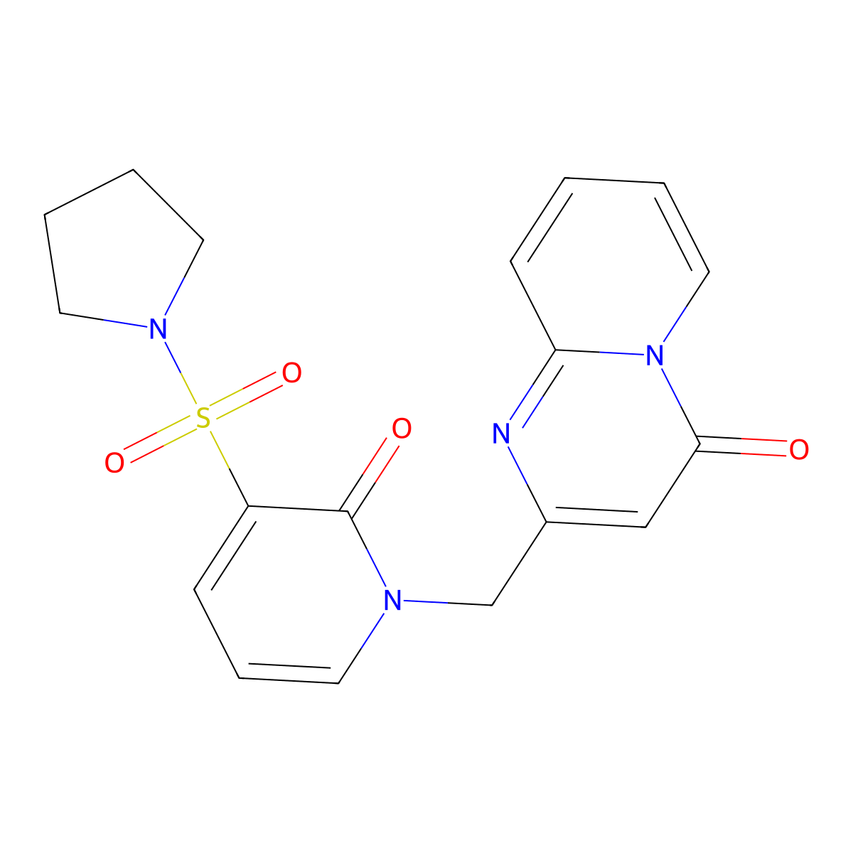 2-((2-oxo-3-(pyrrolidin-1-ylsulfonyl)pyridin-1(2H)-yl)methyl)-4H-pyrido[1,2-a]pyrimidin-4-one molecular structure, CAS 1396768-31-2
