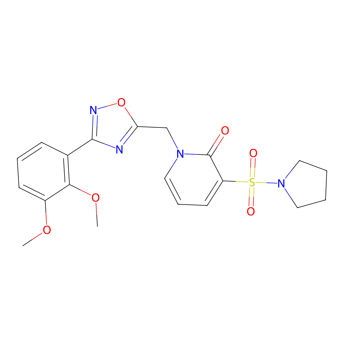 1-((3-(2,3-dimethoxyphenyl)-1,2,4-oxadiazol-5-yl)methyl)-3-(pyrrolidin-1-ylsulfonyl)pyridin-2(1H)-one molecular structure, CAS 1396768-38-9
